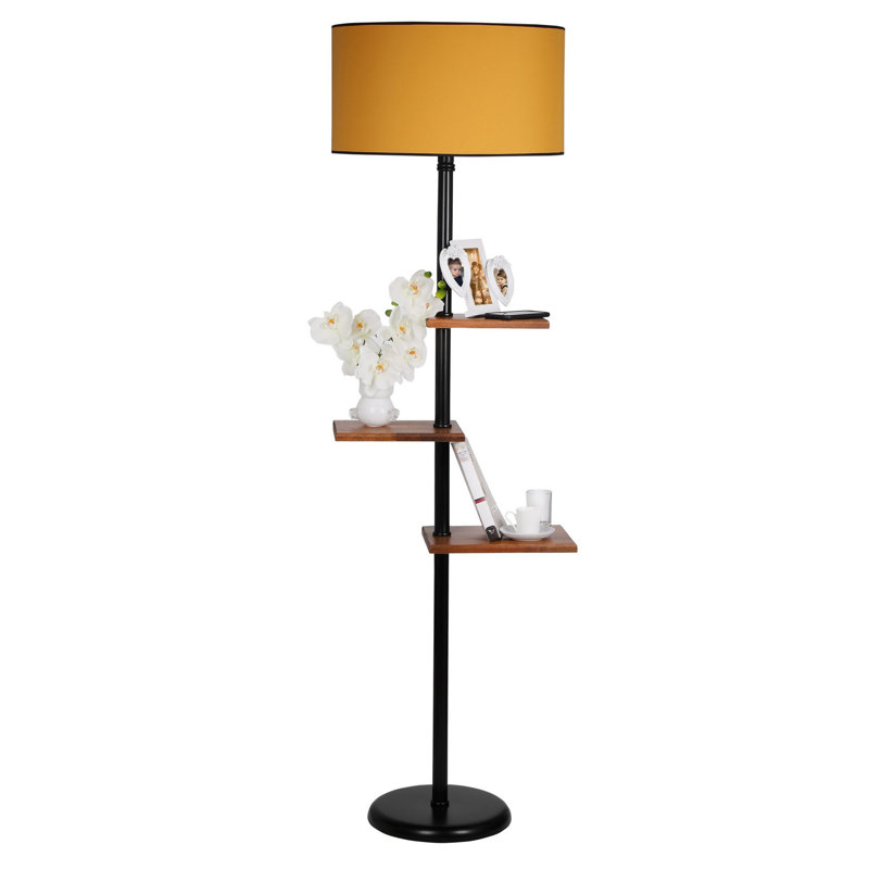 Madeline 163cm Tray Table Floor Lamp, Mustard, Black