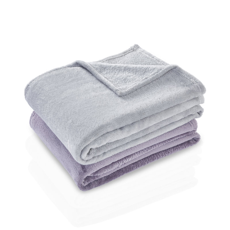 Gonzalez Plain Weave / Muslin Throw Blanket, Grey/Charcoal/Silver