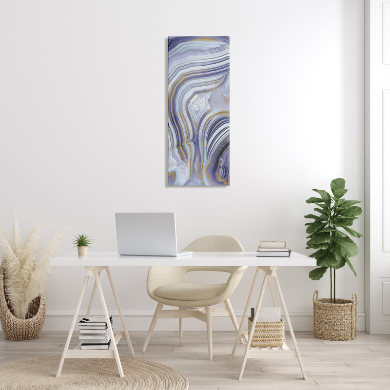 'Agate Crystal Pattern Gold Purple Abstract' by Danielle Carson - Graphic Art Print, 40" H x 17" W