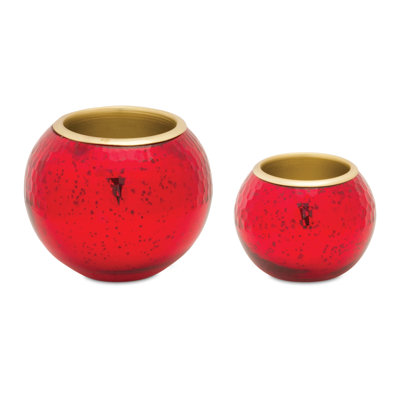 Round Mercury Glass Votive Holder with Insert (Set of 2)
