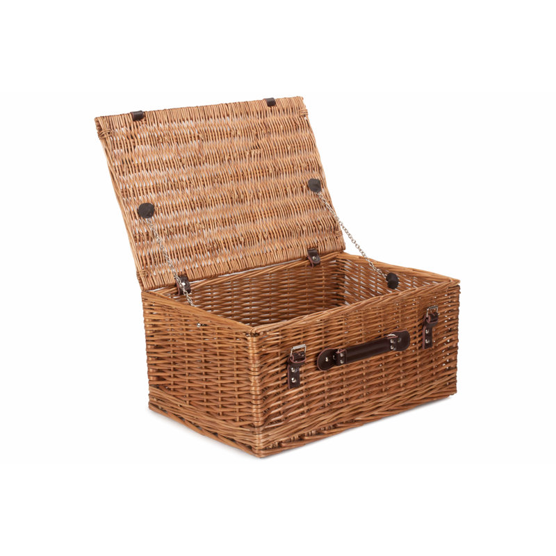 Wicker Empty Hamper Basket, 25cm H x 51cm W x 35cm D, Double Steamed