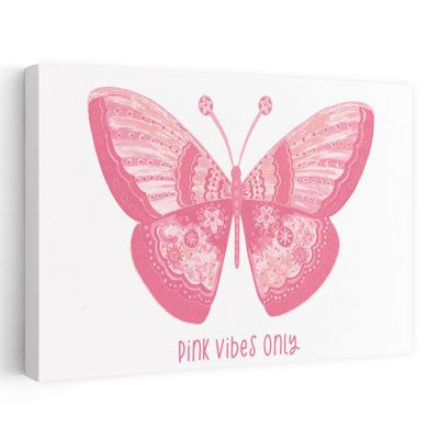 Art de papillon contemporain fantaisiste avec papillon rose