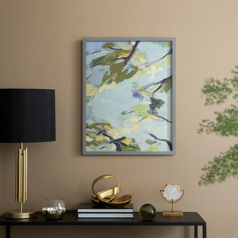 Reproduction encadrée turquoise ciel - bois massif, Gris, H 30 po x l 24 po