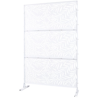 Écran d'intimité en métal l 76 po H48 po - blanc. Pour patio, terrasse, balcon. Panneaux de clôture autoportants. , Par mauvais temps W. White pour la cour. Rouille et décoloration. Améliore et confort