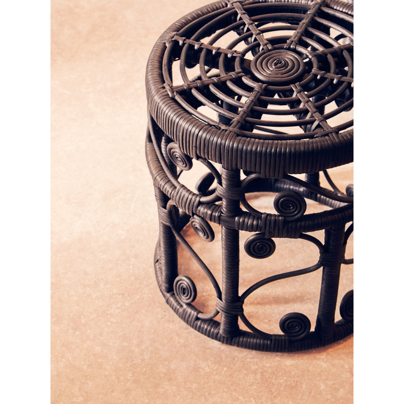 Beneduce Rattan Accent Stool, Black