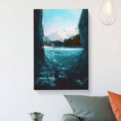 Blue Ice Tunnel In Abstract - Wrapped Canvas