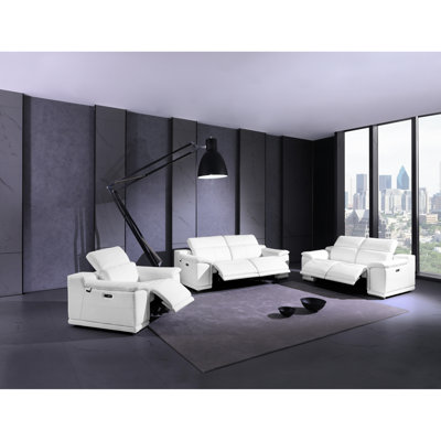 Fauteuil inclinable électrique en cuir avec pieds et cadre blanc inclinable