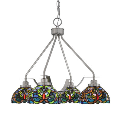 Lustre 4 lumières Odyssey Downlight illustré d'un verre d'art kaléidoscope de 7 po