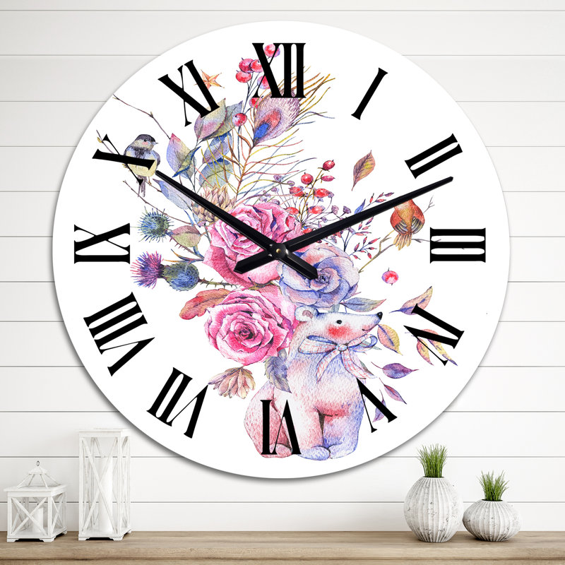 Horloge murale traditionnelle bleue et rose, Moyen