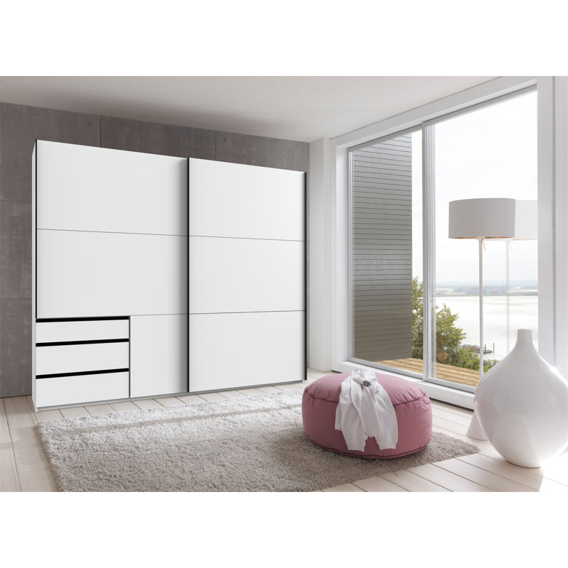 Guardino 2 Door Wardrobe, White, 216cm H x 250cm W x 65cm D