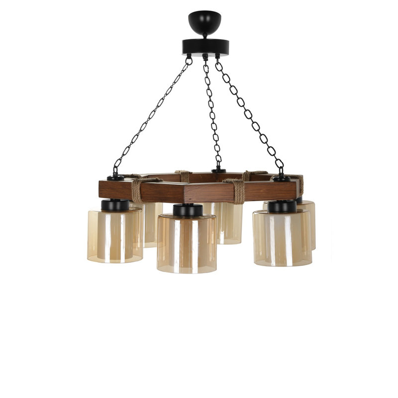 Lustre carré à 6 lumières Bee, Brun foncé