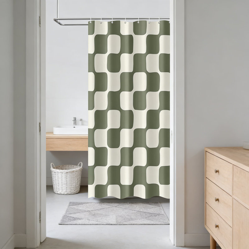 Ensemble de rideau de douche Retro, Vert