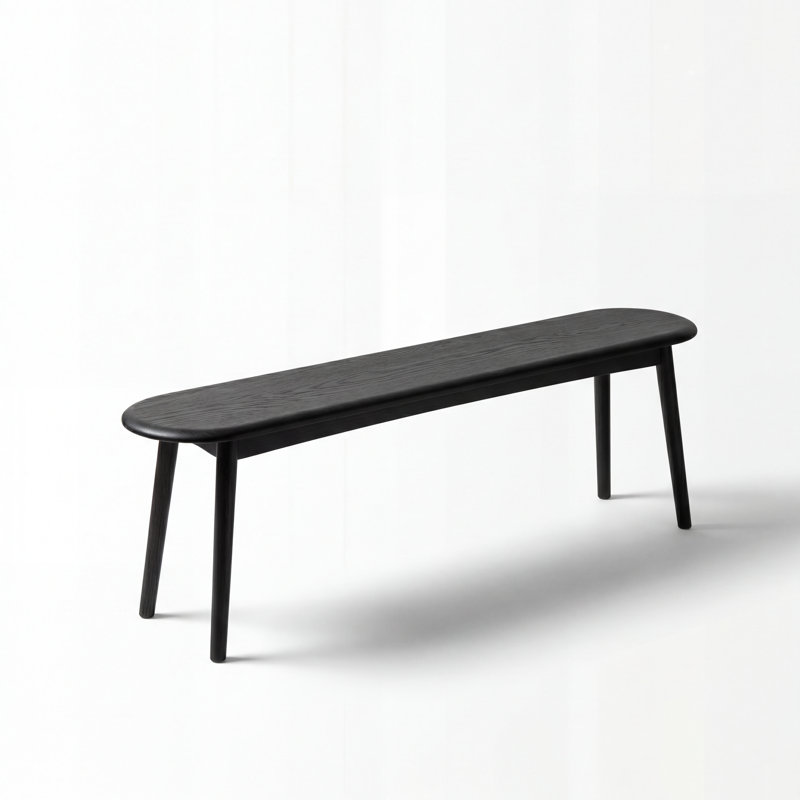 47"W Solid Oak Modern Entryway Bench , Oak & Black Stain, 47"W