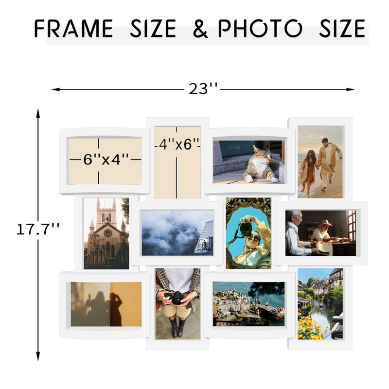 Cadre 12 photos en PVC collage blanc, White