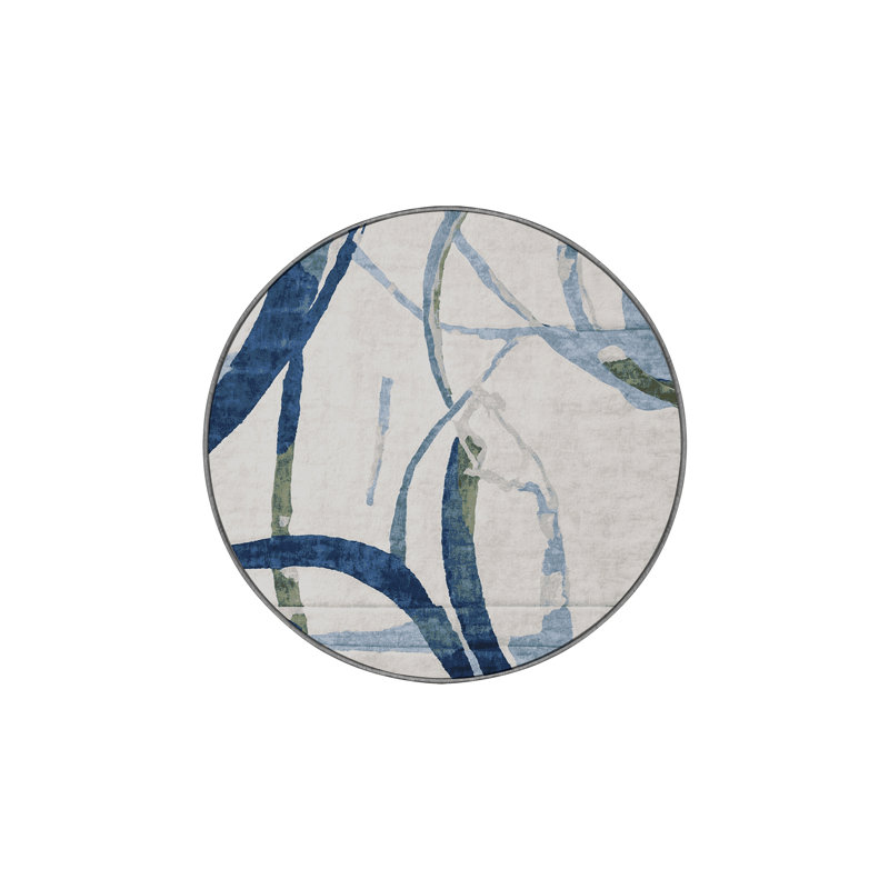 Tapis gris soyeux et moelleux, Rond 3 pi