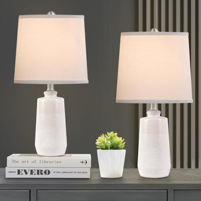 Ensemble de 2 lampes de table en céramique, lampes de chevet blanches minimalistes avec abat-jour en lin pour chambre à coucher, salon, table de chevet, homologuées UL