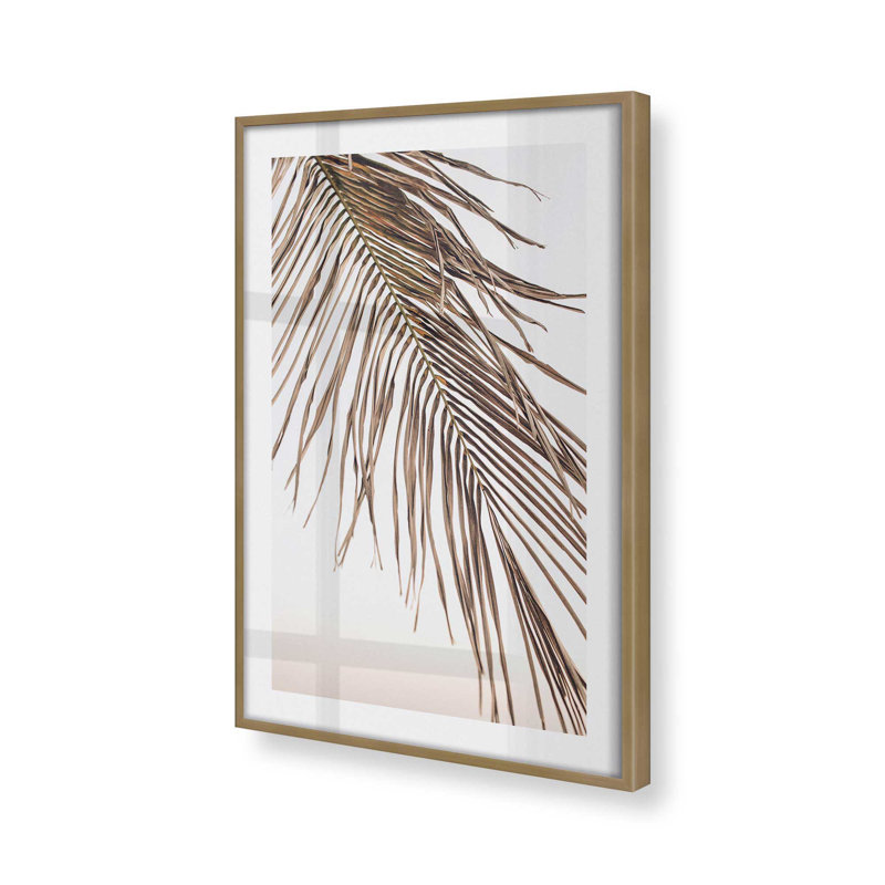 Imprimé sérénité à feuilles de palmier, Cadre doré brossé, H 21,25 po x l 17,25 po x P 1,25 po