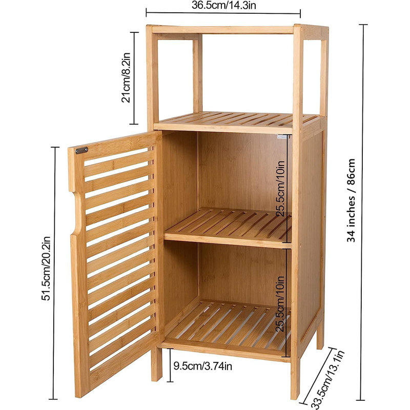 Jannat Solid Wood Linen Cabinet, 33.9" H x 14.4" W x 12.8" D, Natural