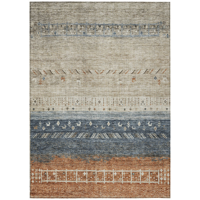 Hilda Brown Washable Indoor-Outdoor Rug - , 9' x 12'