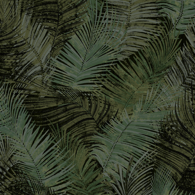 Papier peint adhésif Palm Haven, Olive et noir