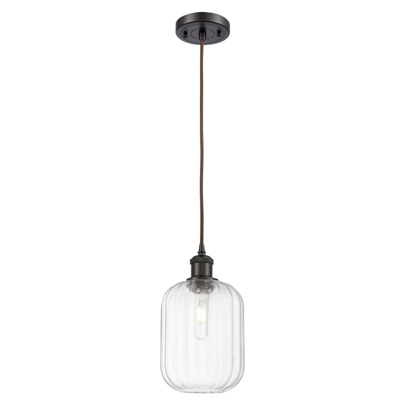 Mini-luminaire suspendu à cordon 1 lumière Ballston - Ameiya, Clair, Bronze frotté à l'huile