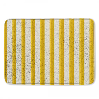 Yellow White Stripes Bath Mat
