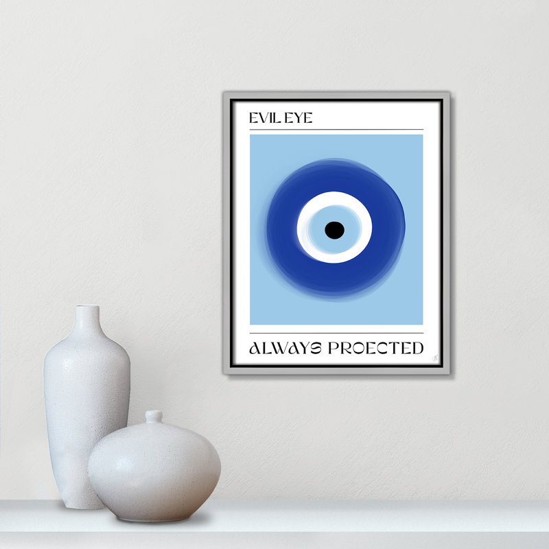«Evil Eye» par Volfova, Toile avec cadre, Flottant argent, 12.5'' W x 15.5'' H