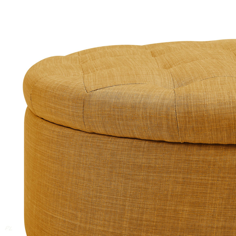 Tufted Storage Ottoman, Orange