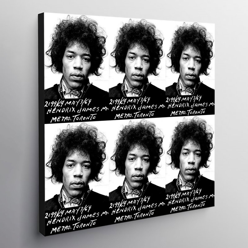 Jimi Hendrix Police Mugshot - Wrapped Canvas Print, 51cm H x 51cm W x 4cm D