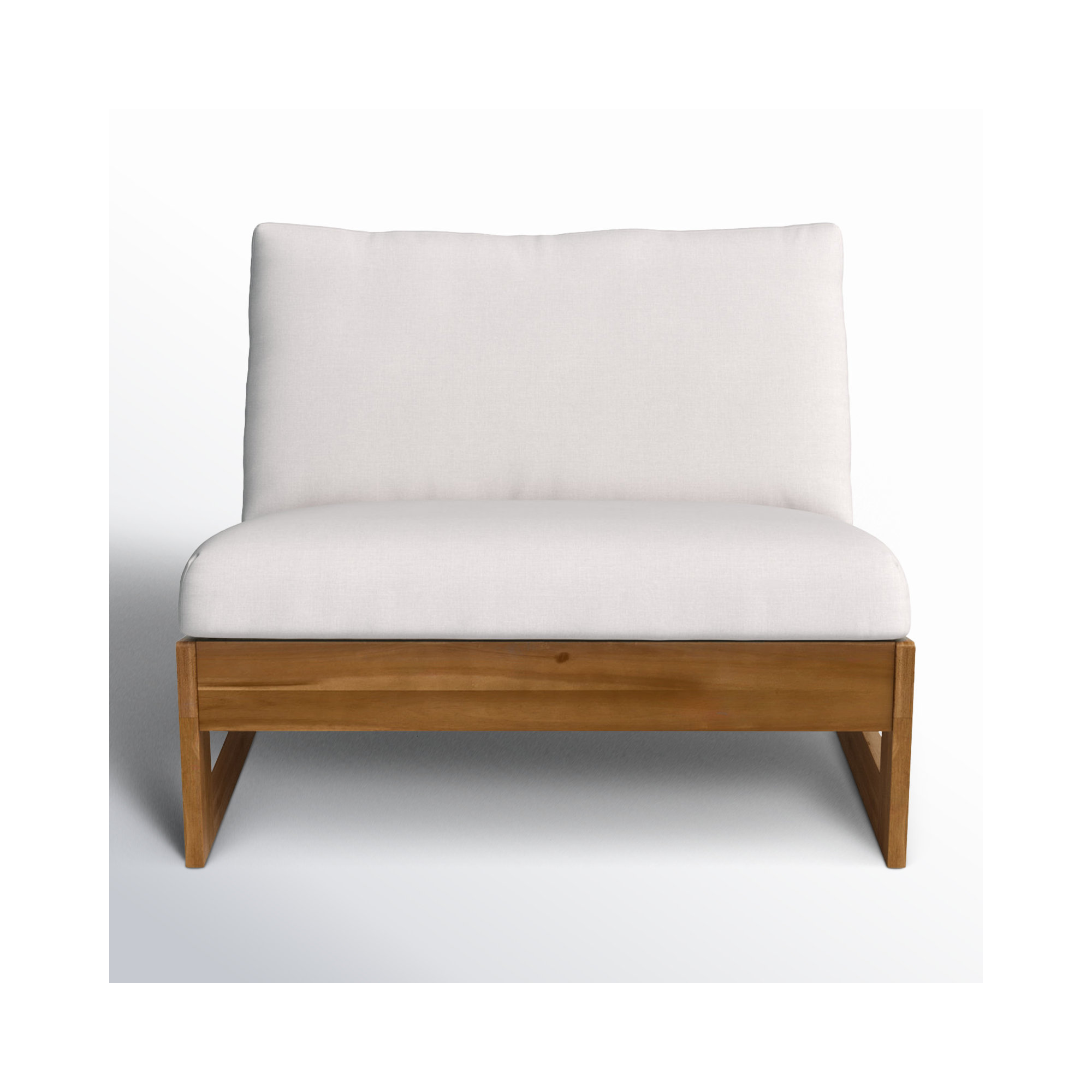 Louise Acacia Outdoor Armless Lounge Chair, Teak Frame/White Cushion