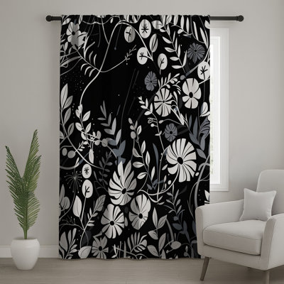 Rideaux à motif floral et voilages à motif floral - 1 panneau