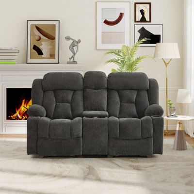 67.34" Manual Reclining Loveseat with Center Console, Storage Compartment and 2 Cup Holders