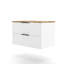 Meuble-lavabo de 32 po, seulement cabient, plateau en bois massif, conception à double tiroir, forme de ligne de tiroir, système de fermeture en douceur, blanc et naturel