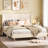 Abe Aadi Queen Size Corduroy Upholstered Platform Bed Frame with Channel Tufted Wingback Headboard — No Box Spring Needed, Space-Saving Design for Small Bedrooms & Apartments-1525913690-1525913694