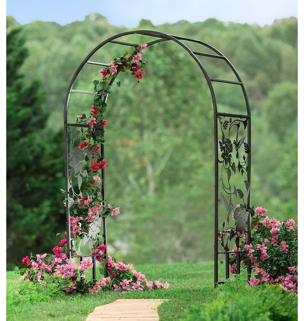 Metal Arched Hummingbird Garden Arbor Plow & Hearth