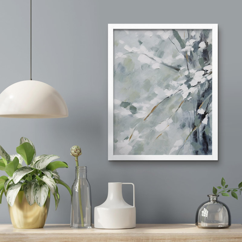 «Abstract Floral Brushstrokes» sur papier, Blanc, H 10 po x l 8 po