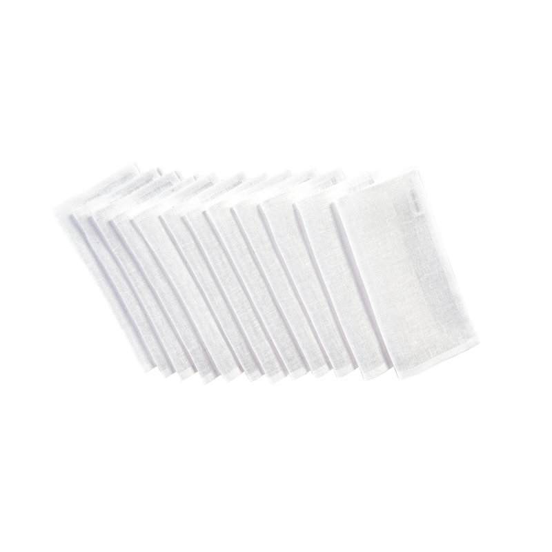 100% Pure Linen Cocktail Napkins - Athena, White, 9" x 9"