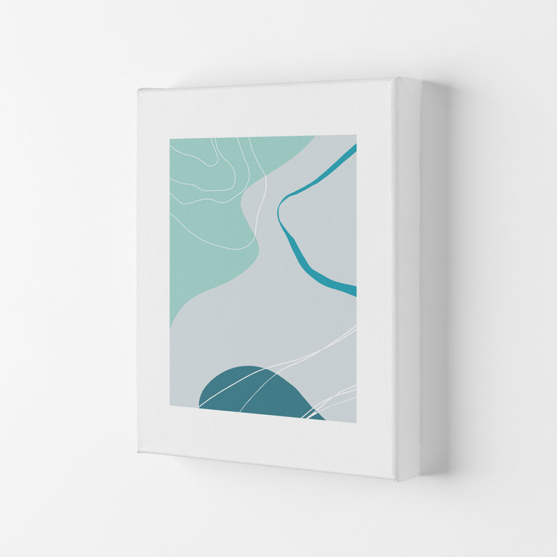 Mita Teal Abstract N17 by Pixy Paper - Print, 84cm H x 59.4cm W x 4cm D, Wrapped Canvas