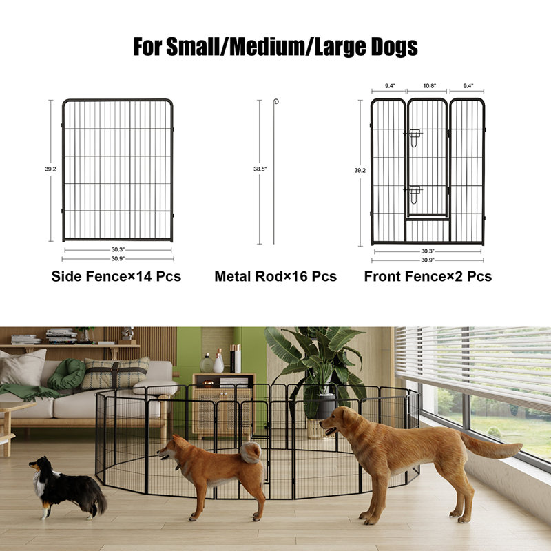 16 Panels Dog Playpen