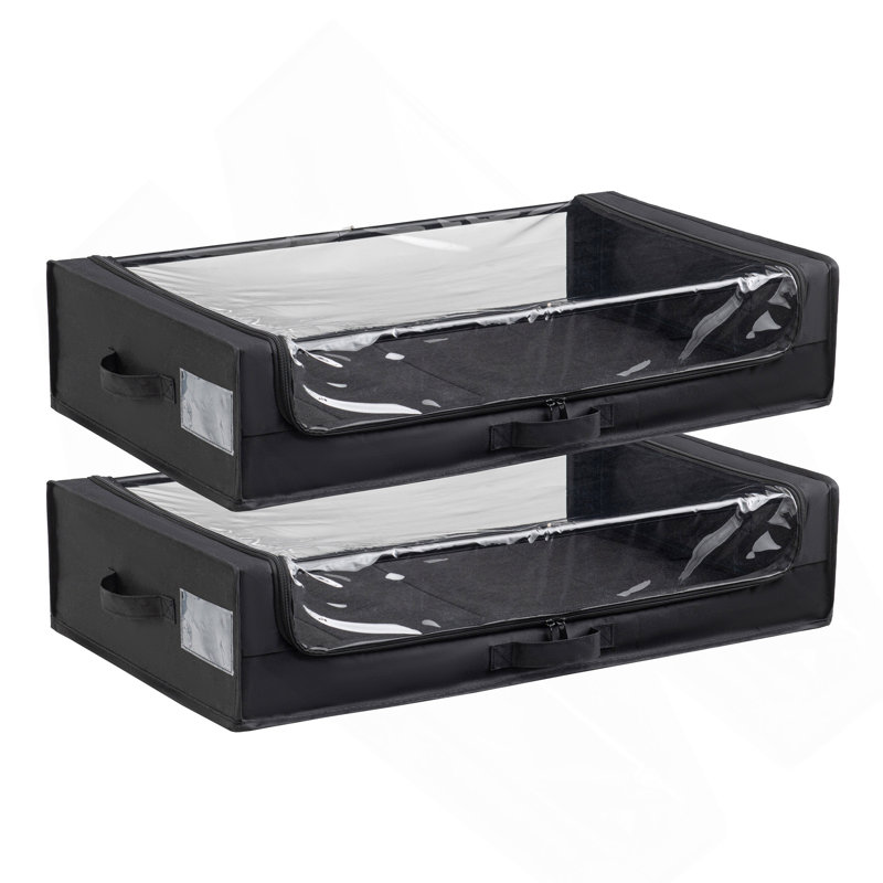 Set Of 2 Under-Bed Rolling Storage Container With Transparent Cover, Versatile Space-Saving Design, And Smooth-Glide Multi-Directional Wheels