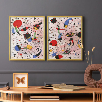 «Miro Memoirs I», reproduction encadrée de qualité supérieure - prête à être accrochée - aucun clou requis - aucun clou requis