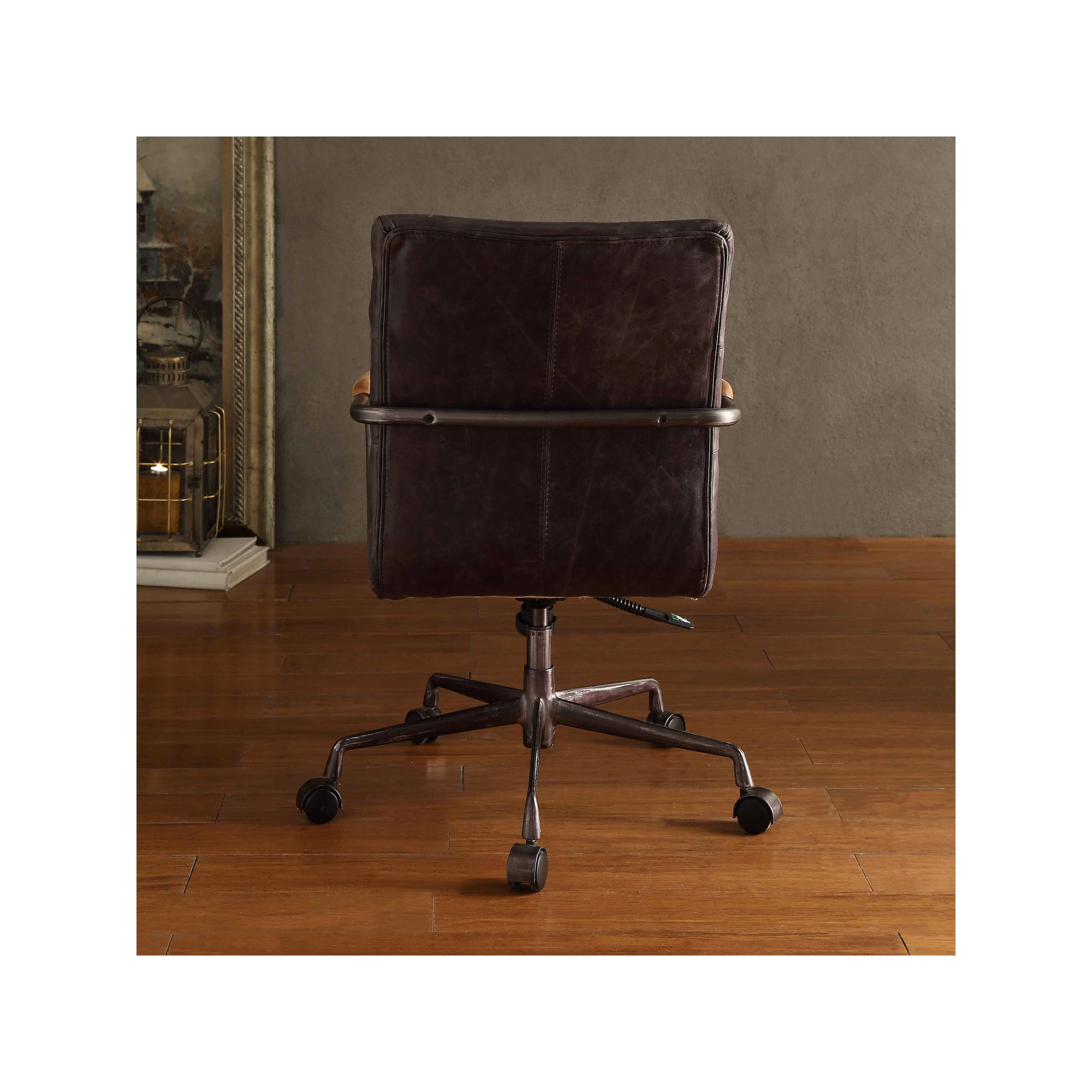 Springtown Swivel Office Chair, Antique Ebony