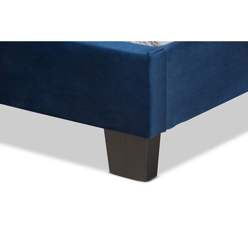 Lit tapissier capitonné standard Purcellville, Simple, Bleu marine
