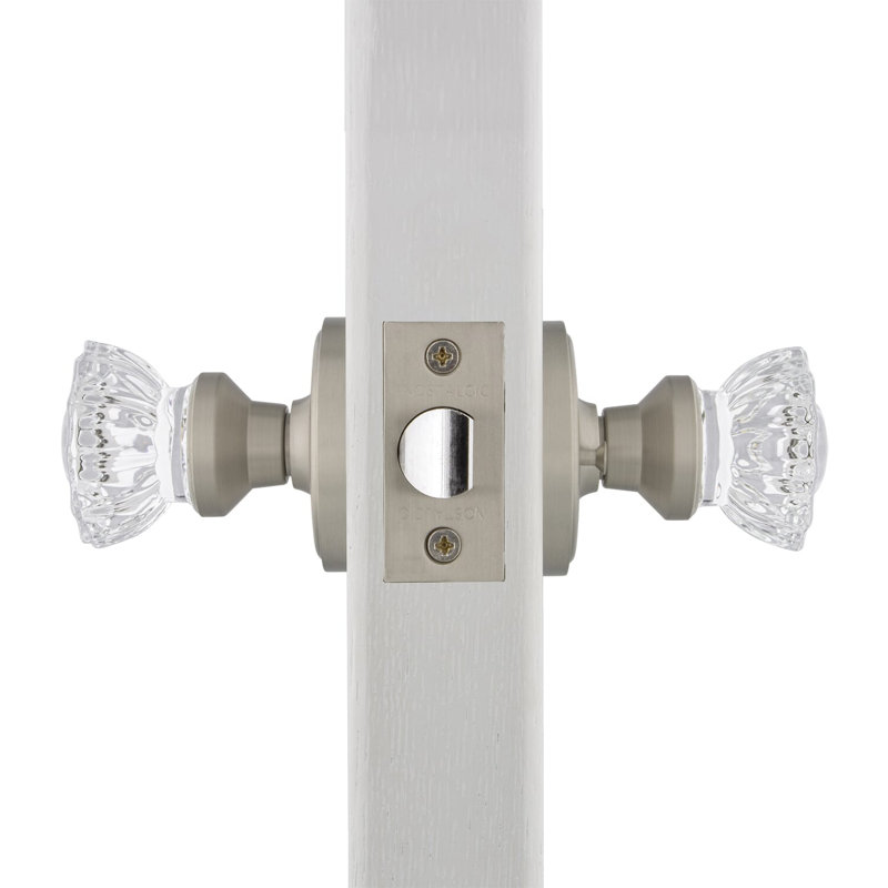 Classic Rosette with Crystal Door Knob, Satin Nickel, 2-3/8"