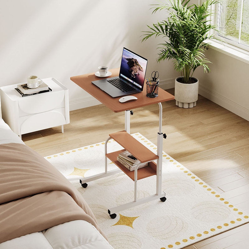 Adjustable Metal Base Computer Desk, Brown