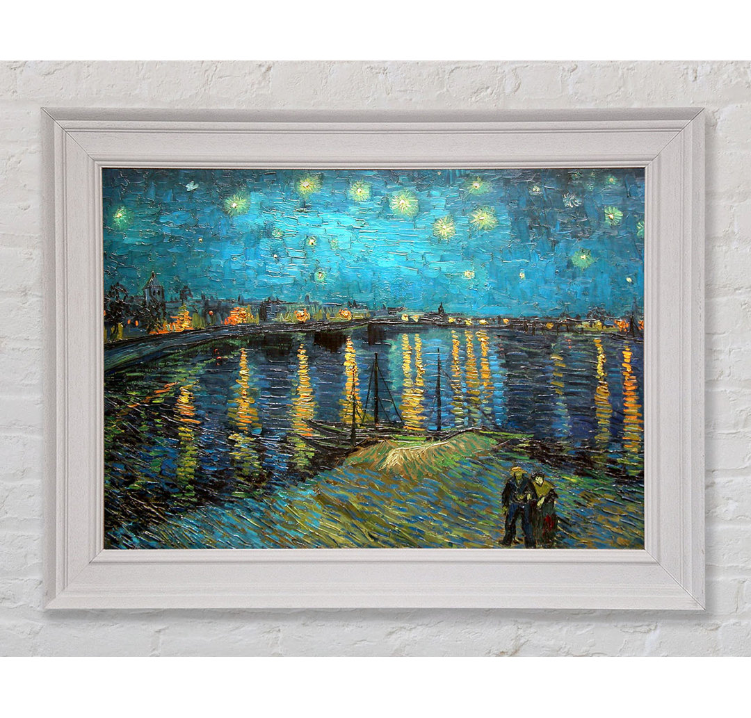 Gerahmtes Leinwandbild Starry Night Over The Rhone von Van Gogh