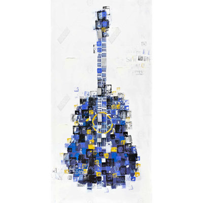 Abstract guitar made of squares - 15.75"x31.50" Desk mat