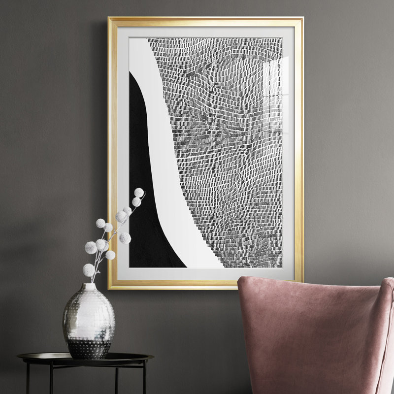 Noir et blanc abstrait I - reproduction de cadre photo, Cadre doré, H 24,5 po x l 18,5 po x P 1 po