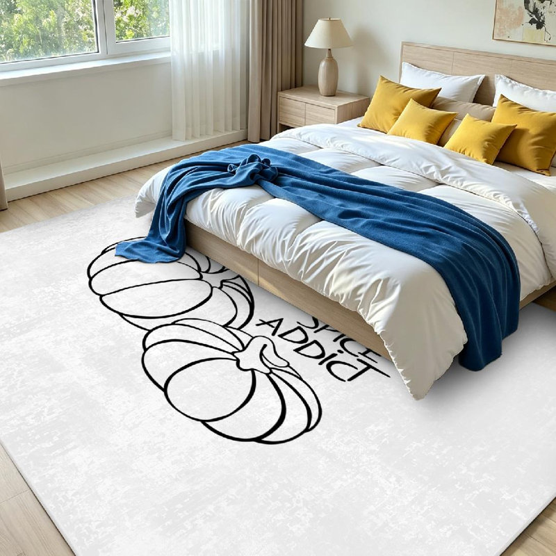 Tapis d'intérieur blanc lavable à la machine, motif citrouilles d'Halloween, Rectangle 71 po x 98 po