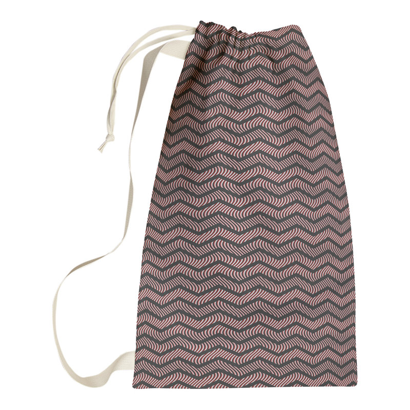 Stephenie Fabric Laundry Bag with Handles, 29" H x 18" W x 1.5" D, Black/Red